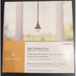 Portfolio Mini Pendant Fitter Aged Bronze Finish Adjustable Cord 0394788 NEW